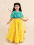 Girls Yellow Turquoise Blue Printed Ready To Wear Lehenga Blouse With Dupatta